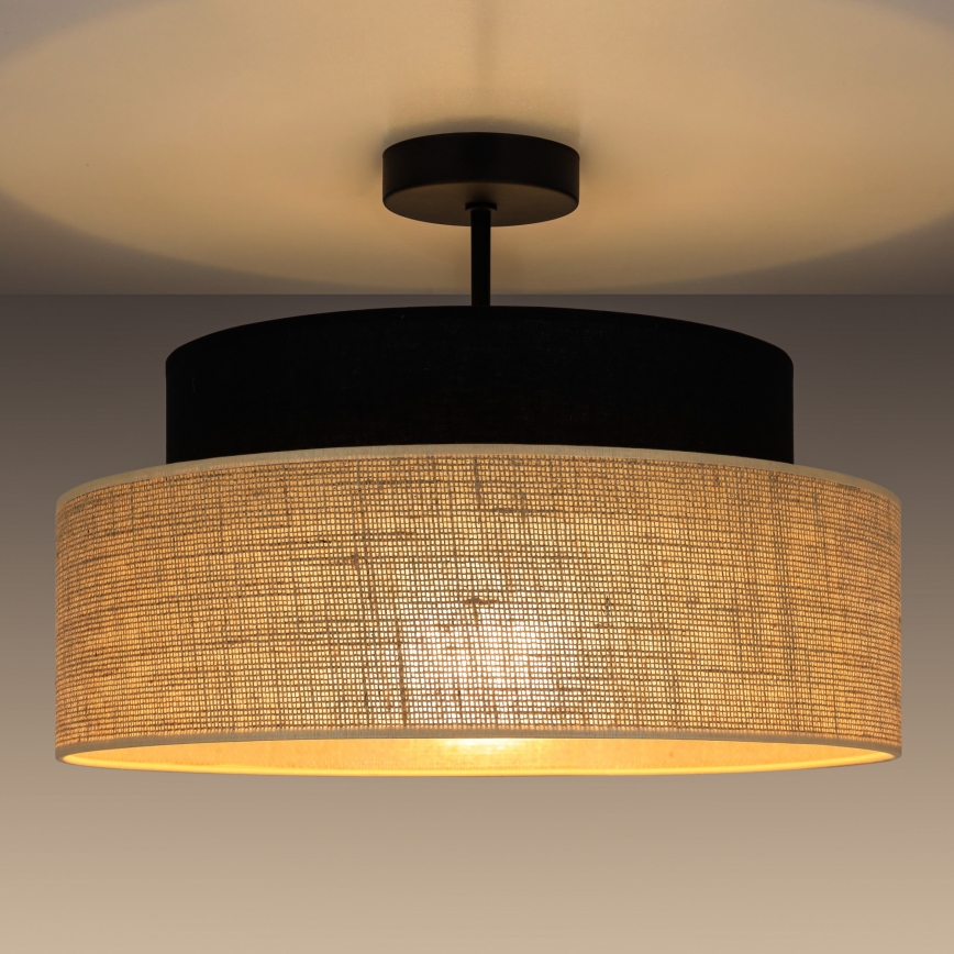 Nadgradni luster BOHO 1xE27/60W/230V crno/bež