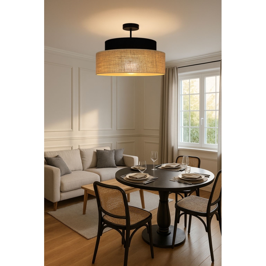 Nadgradni luster BOHO 1xE27/60W/230V crno/bež