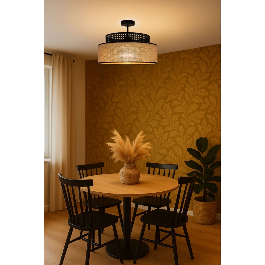 Nadgradni luster BOHO 1xE27/60W/230V crno/ratan