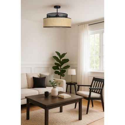 Nadgradni luster BOHO 1xE27/60W/230V crno/ratan