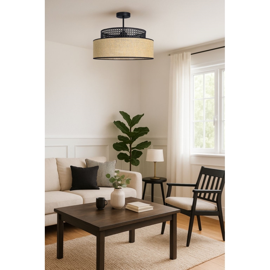 Nadgradni luster BOHO 1xE27/60W/230V crno/ratan