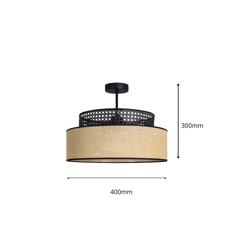 Nadgradni luster BOHO 1xE27/60W/230V crno/ratan