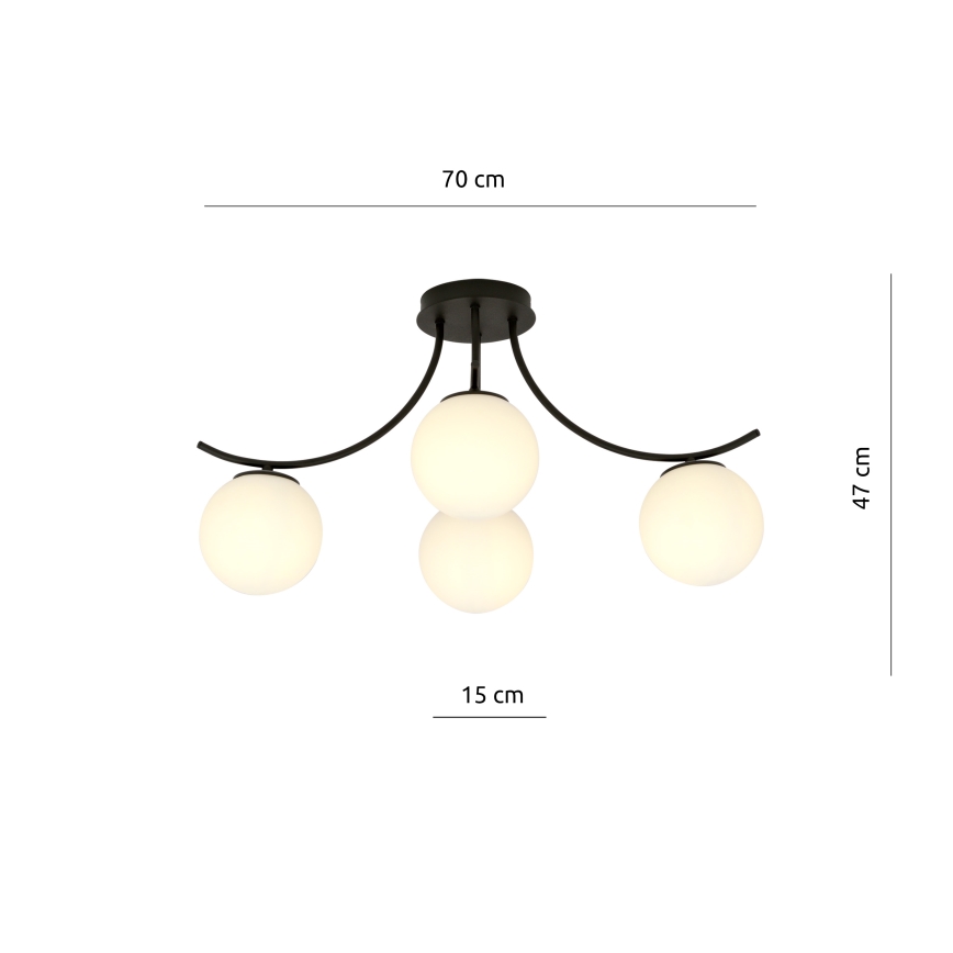 Nadgradni luster BOSTON 4xE14/10W/230V crno