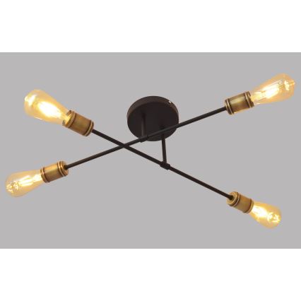 Nadgradni luster CAMBRIDGE 4xE27/20W/230V crno/zlatna