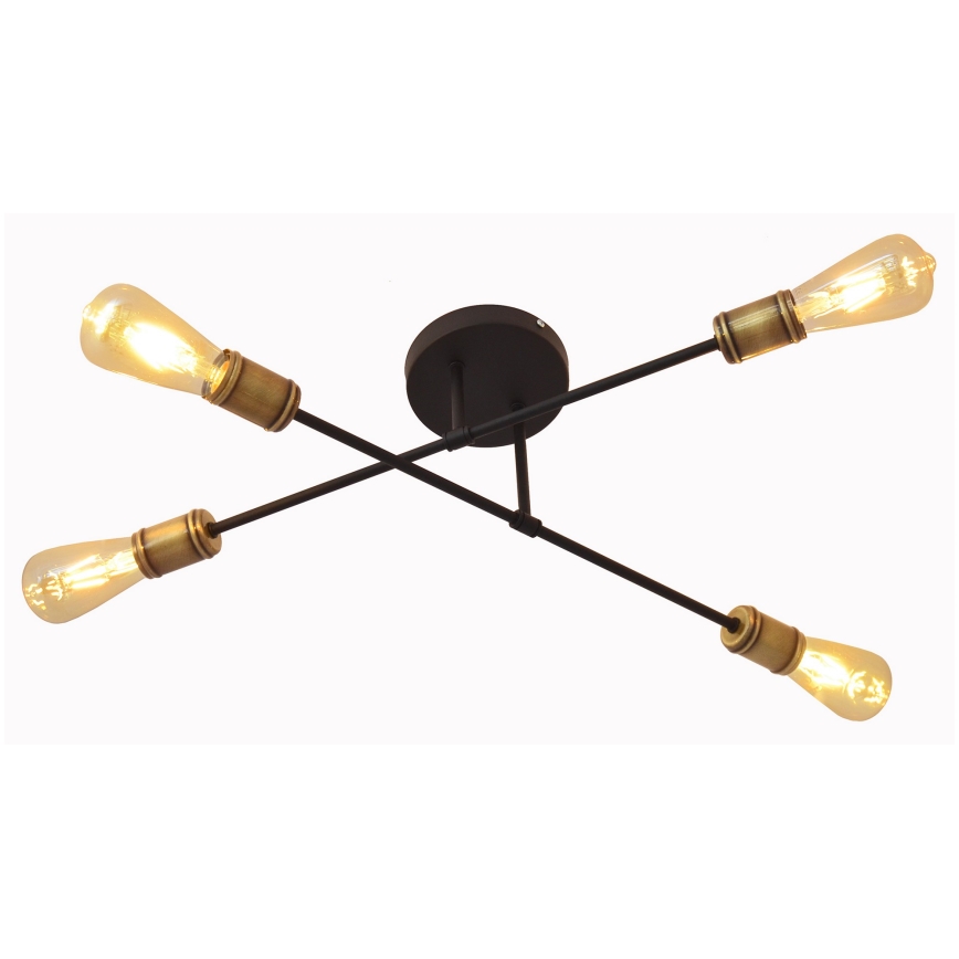 Nadgradni luster CAMBRIDGE 4xE27/20W/230V crno/zlatna