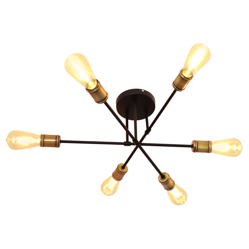 Nadgradni luster CAMBRIDGE 6xE27/20W/230V crno/zlatna
