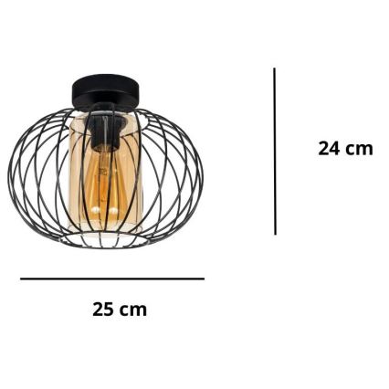 Nadgradni luster CORRINI 1xE27/60W/230V pr. 25 cm crno/bež