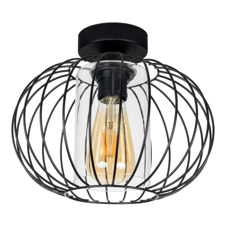Nadgradni luster CORRINI 1xE27/60W/230V pr. 25 cm crno/prozirna