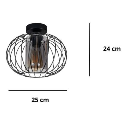 Nadgradni luster CORRINI 1xE27/60W/230V pr. 25 cm crno/sivo