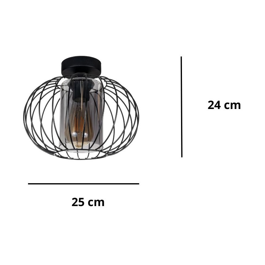 Nadgradni luster CORRINI 1xE27/60W/230V pr. 25 cm crno/sivo