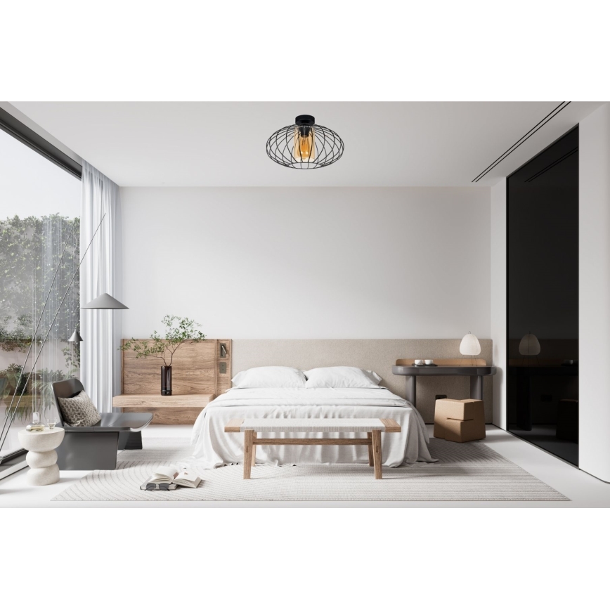 Nadgradni luster CORRINI 1xE27/60W/230V pr. 34 cm crno/bež