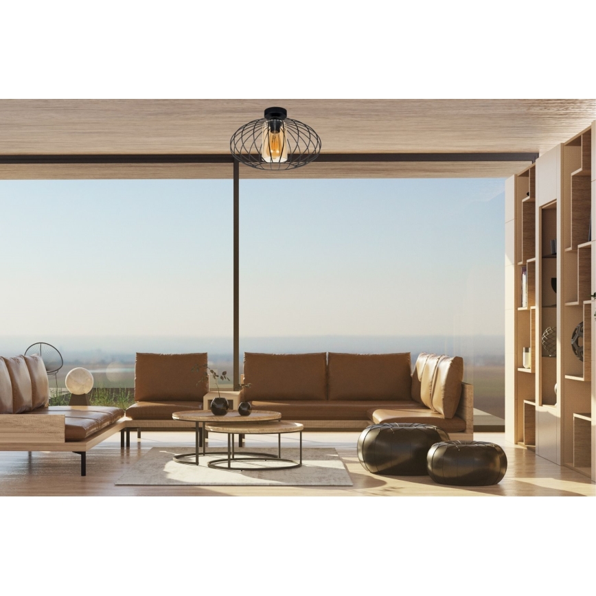 Nadgradni luster CORRINI 1xE27/60W/230V pr. 34 cm crno/bež