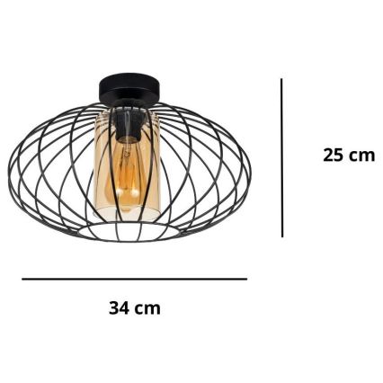 Nadgradni luster CORRINI 1xE27/60W/230V pr. 34 cm crno/bež