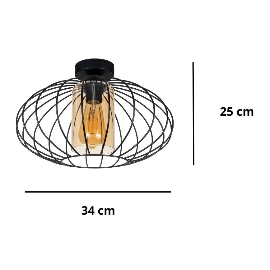 Nadgradni luster CORRINI 1xE27/60W/230V pr. 34 cm crno/bež