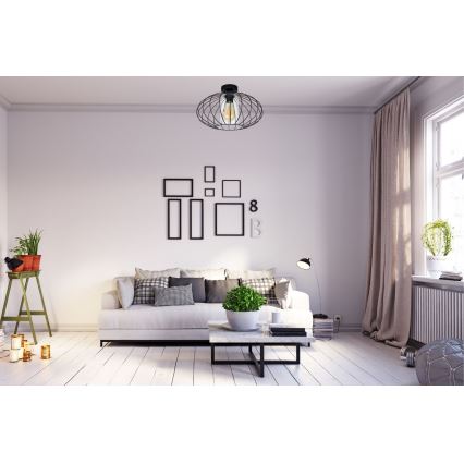 Nadgradni luster CORRINI 1xE27/60W/230V pr. 34 cm crno/prozirna