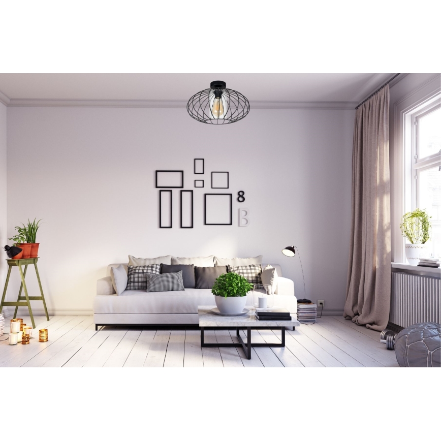 Nadgradni luster CORRINI 1xE27/60W/230V pr. 34 cm crno/prozirna