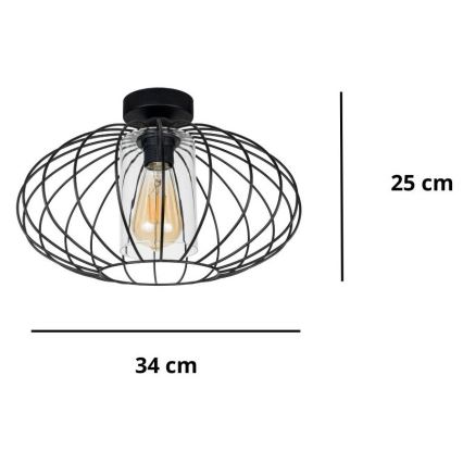 Nadgradni luster CORRINI 1xE27/60W/230V pr. 34 cm crno/prozirna