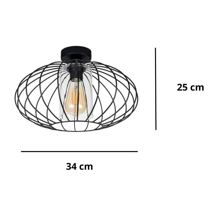Nadgradni luster CORRINI 1xE27/60W/230V pr. 34 cm crno/prozirna