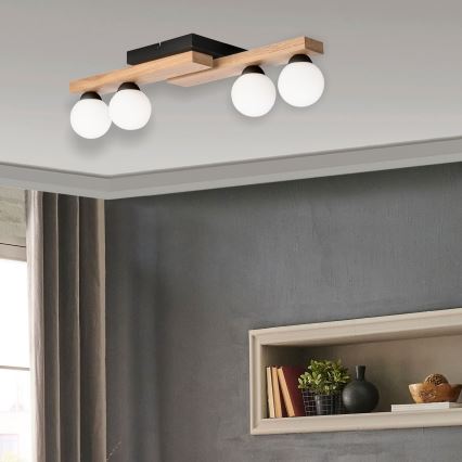 Nadgradni luster CORTINA 4xG9/5W/230V crno/hrast