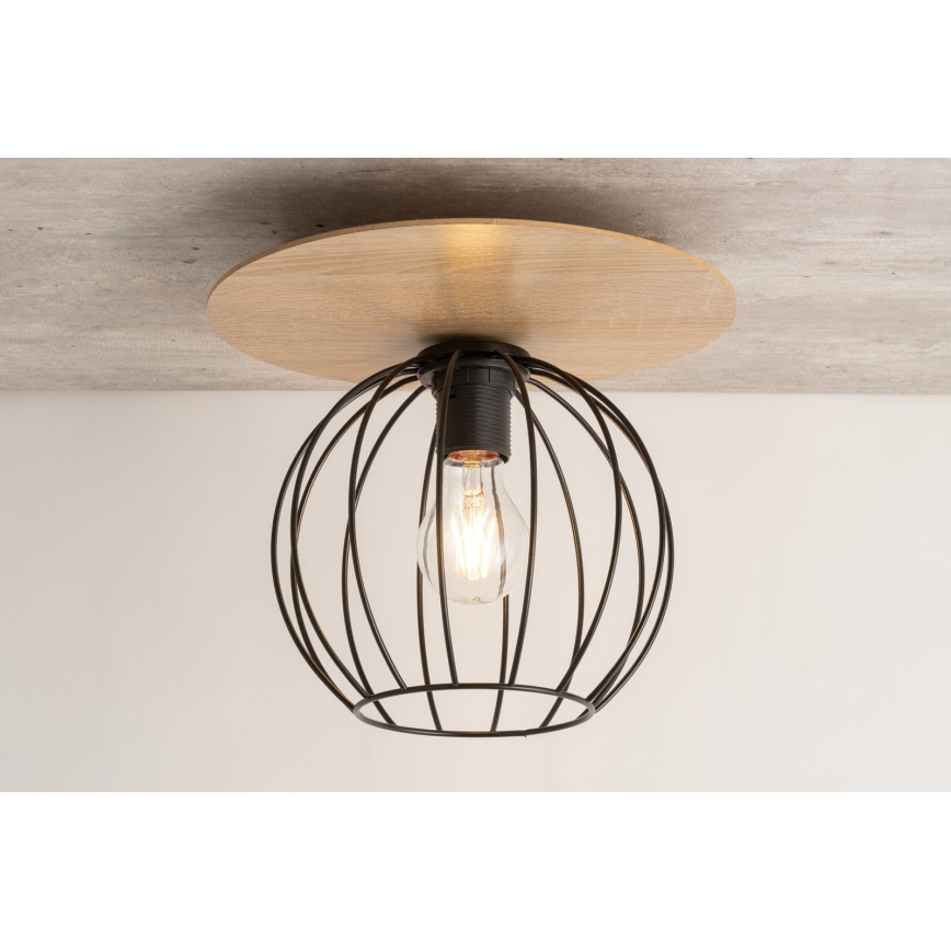 Nadgradni luster CYBER 1xE27/60W/230V drvo/crno