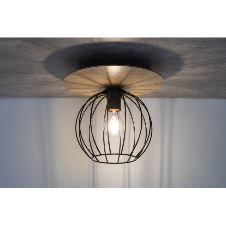 Nadgradni luster CYBER 1xE27/60W/230V drvo/crno