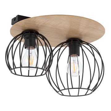 Nadgradni luster CYBER 2xE27/60W/230V drvo/crno