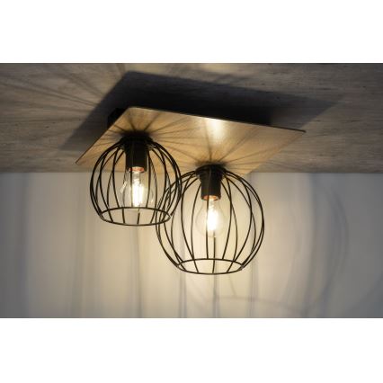 Nadgradni luster CYBER 2xE27/60W/230V drvo/crno
