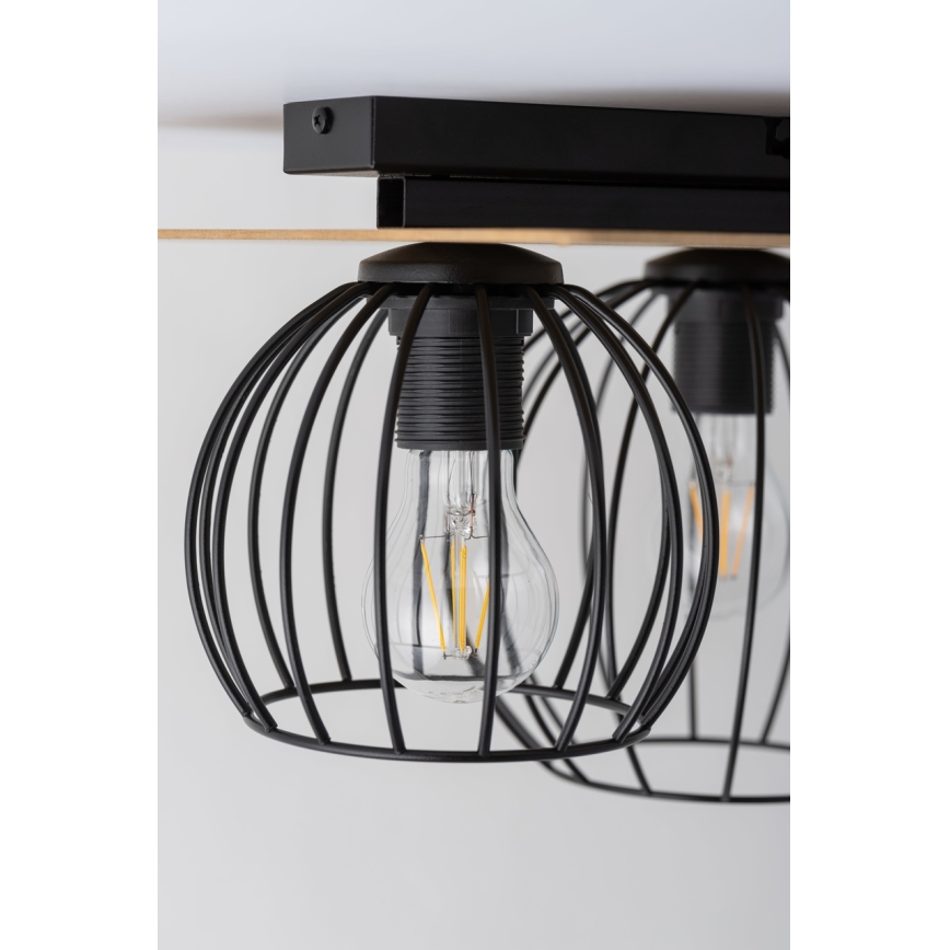 Nadgradni luster CYBER 3xE27/60W/230V drvo/crno