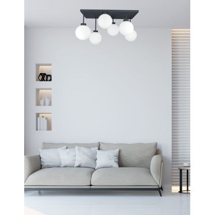 Nadgradni luster DEA 6xE14/60W/230V crno/bela