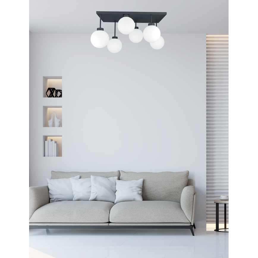 Nadgradni luster DEA 6xE14/60W/230V crno/bela