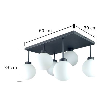 Nadgradni luster DEA 6xE14/60W/230V crno/bela