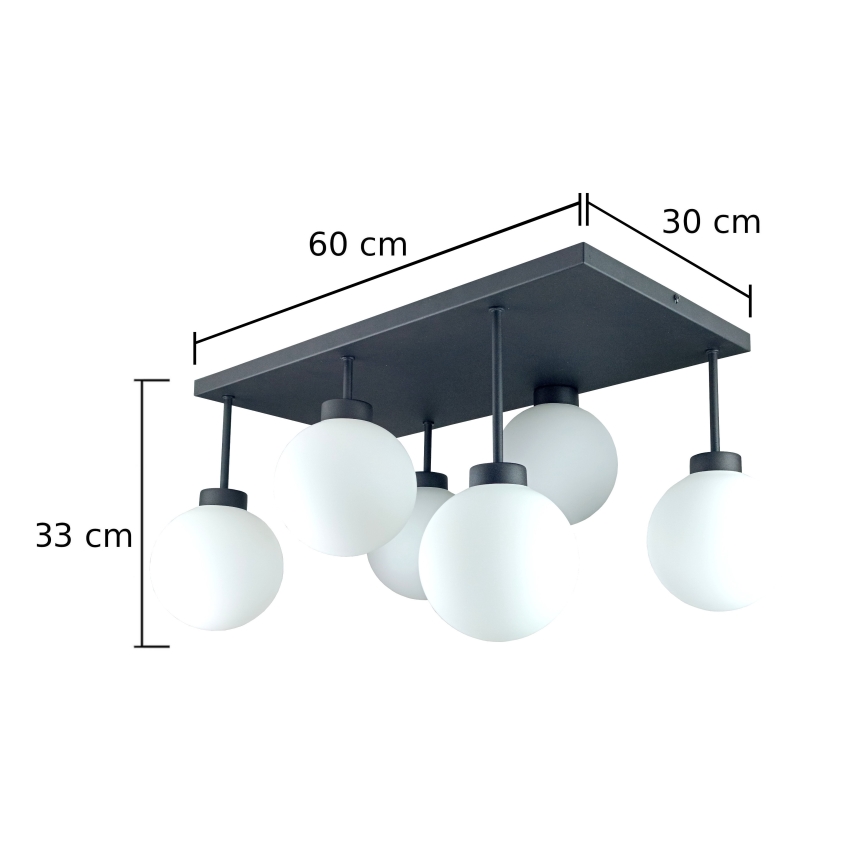 Nadgradni luster DEA 6xE14/60W/230V crno/bela