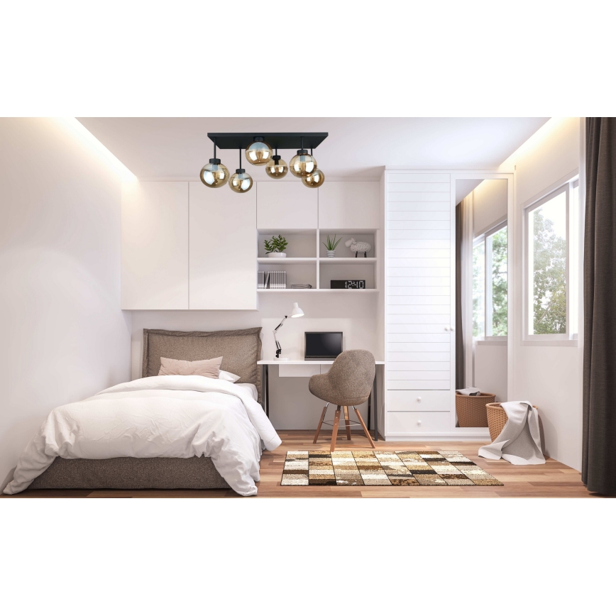 Nadgradni luster DEA 6xE14/60W/230V crno/dimno bež