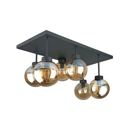 Nadgradni luster DEA 6xE14/60W/230V crno/dimno bež
