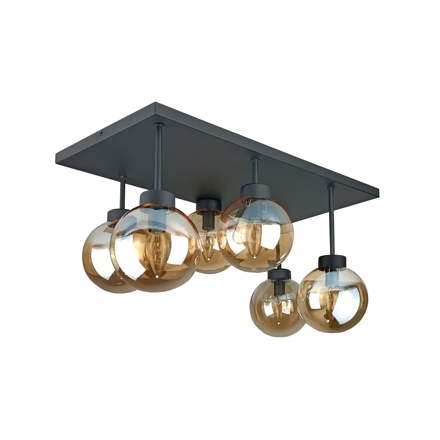 Nadgradni luster DEA 6xE14/60W/230V crno/dimno bež