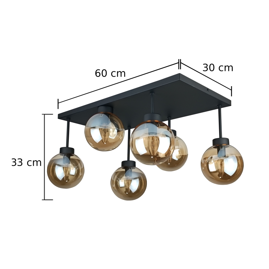 Nadgradni luster DEA 6xE14/60W/230V crno/dimno bež