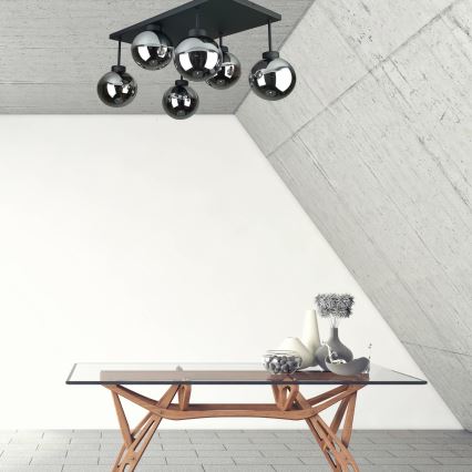 Nadgradni luster DEA 6xE14/60W/230V crno/dimno crno