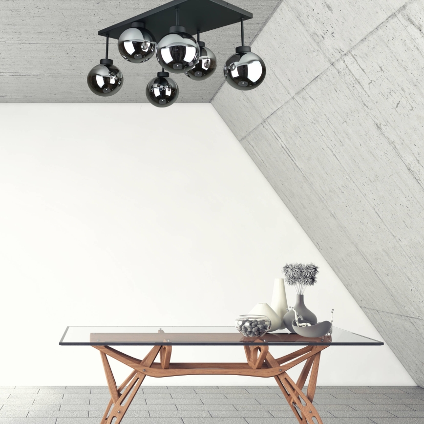 Nadgradni luster DEA 6xE14/60W/230V crno/dimno crno