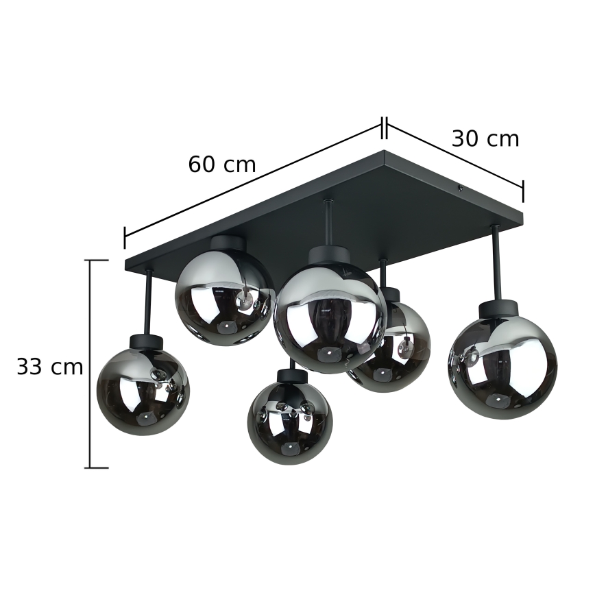 Nadgradni luster DEA 6xE14/60W/230V crno/dimno crno