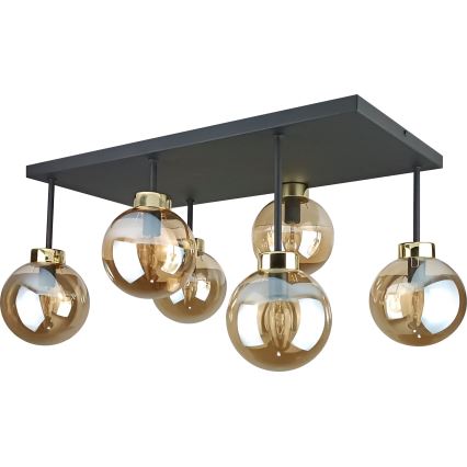 Nadgradni luster DEA 6xE14/60W/230V crno/zlatna/dimno bež