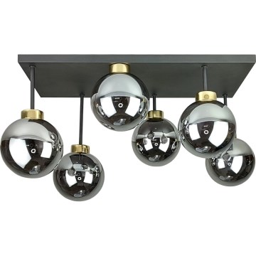 Nadgradni luster DEA 6xE14/60W/230V crno/zlatna/dimno crno