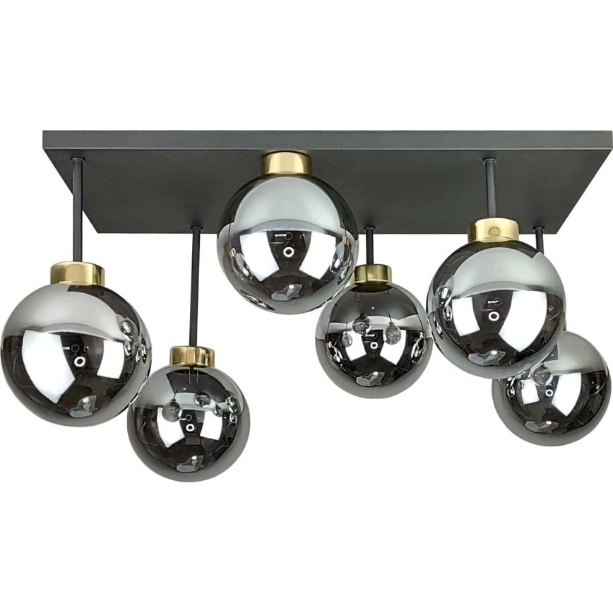 Nadgradni luster DEA 6xE14/60W/230V crno/zlatna/dimno crno