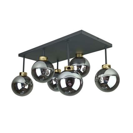 Nadgradni luster DEA 6xE14/60W/230V crno/zlatna/dimno crno