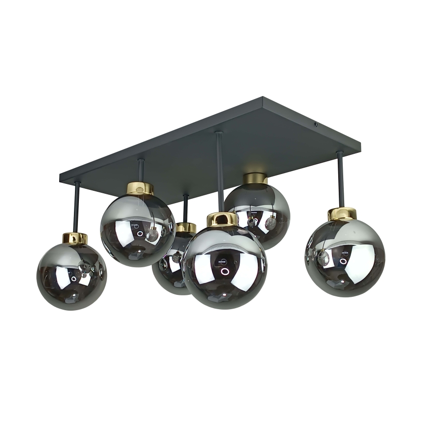 Nadgradni luster DEA 6xE14/60W/230V crno/zlatna/dimno crno