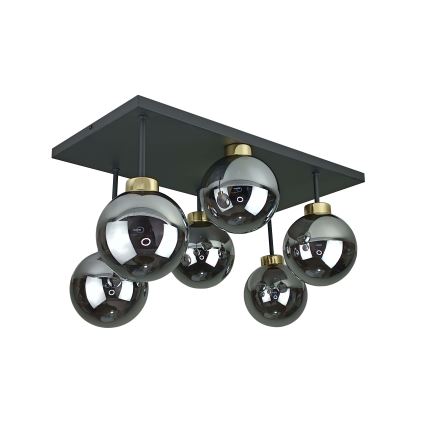 Nadgradni luster DEA 6xE14/60W/230V crno/zlatna/dimno crno