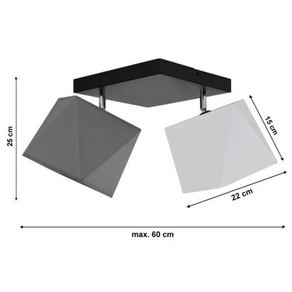 Nadgradni luster DIAMENT 2xE27/60W/230V belo-siva