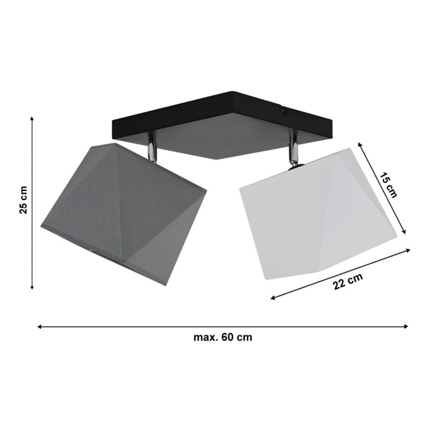Nadgradni luster DIAMENT 2xE27/60W/230V belo-siva