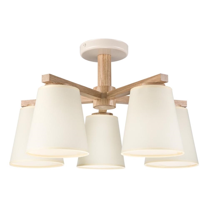 Nadgradni luster ELLIE 5xE27/15W/230V kremasta/hrast