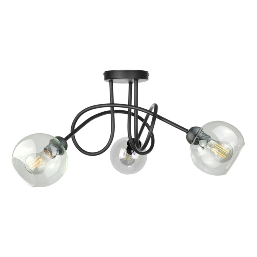 Nadgradni luster EVIE 3xE27/60W/230V crno/prozirna