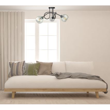 Nadgradni luster EVIE 3xE27/60W/230V crno/prozirna